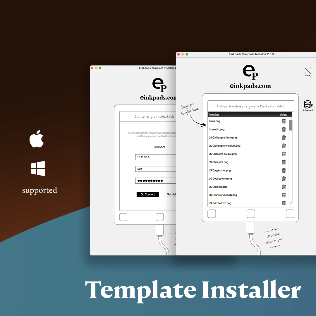 reMarkable tablet Template Installer App Einkpads