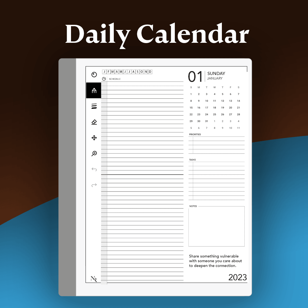 reMarkable tablet 2024 Daily Calendar template