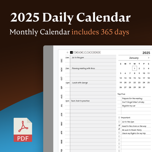 2025 Daily Calendar