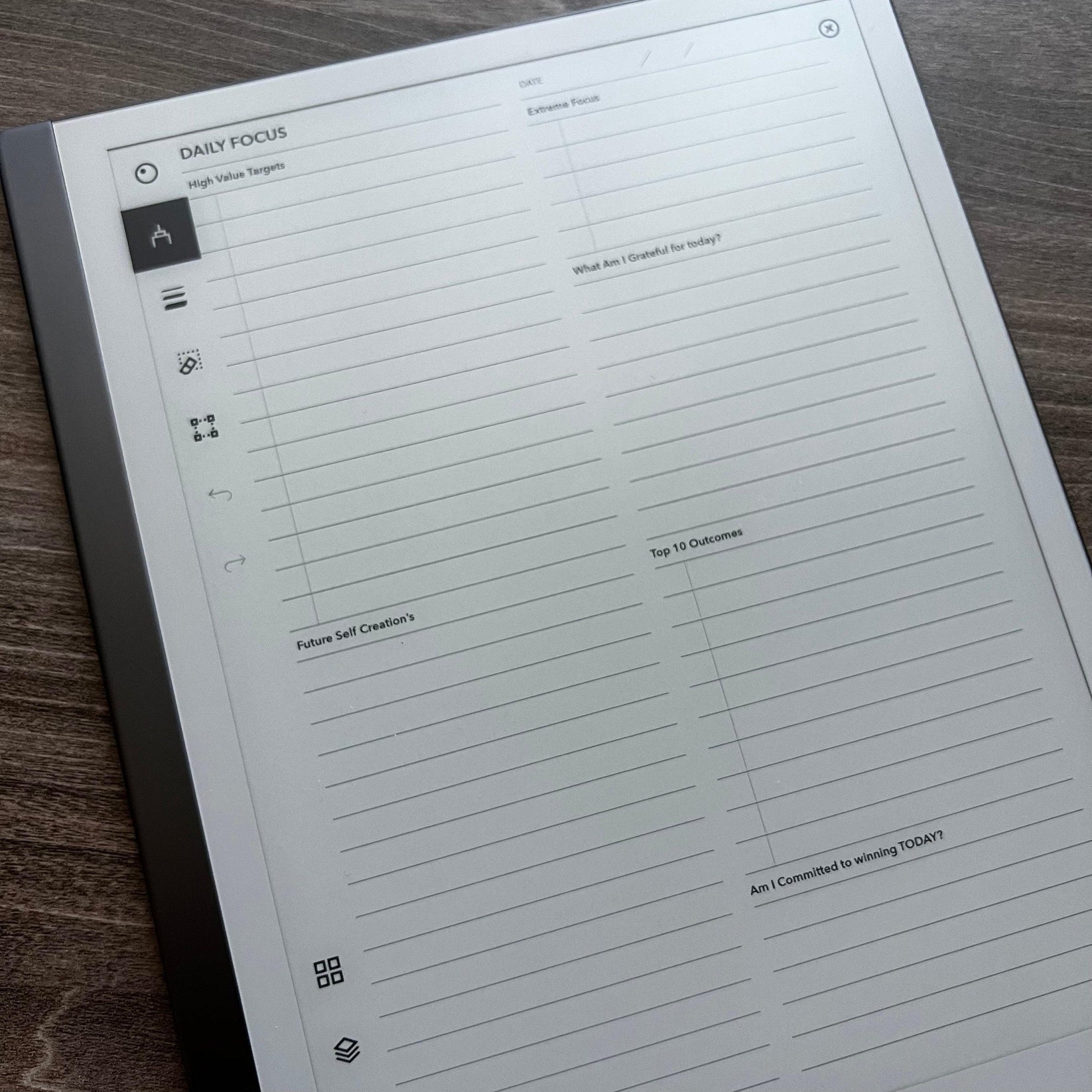 reMarkable tablet - Daily Focus Journal Template