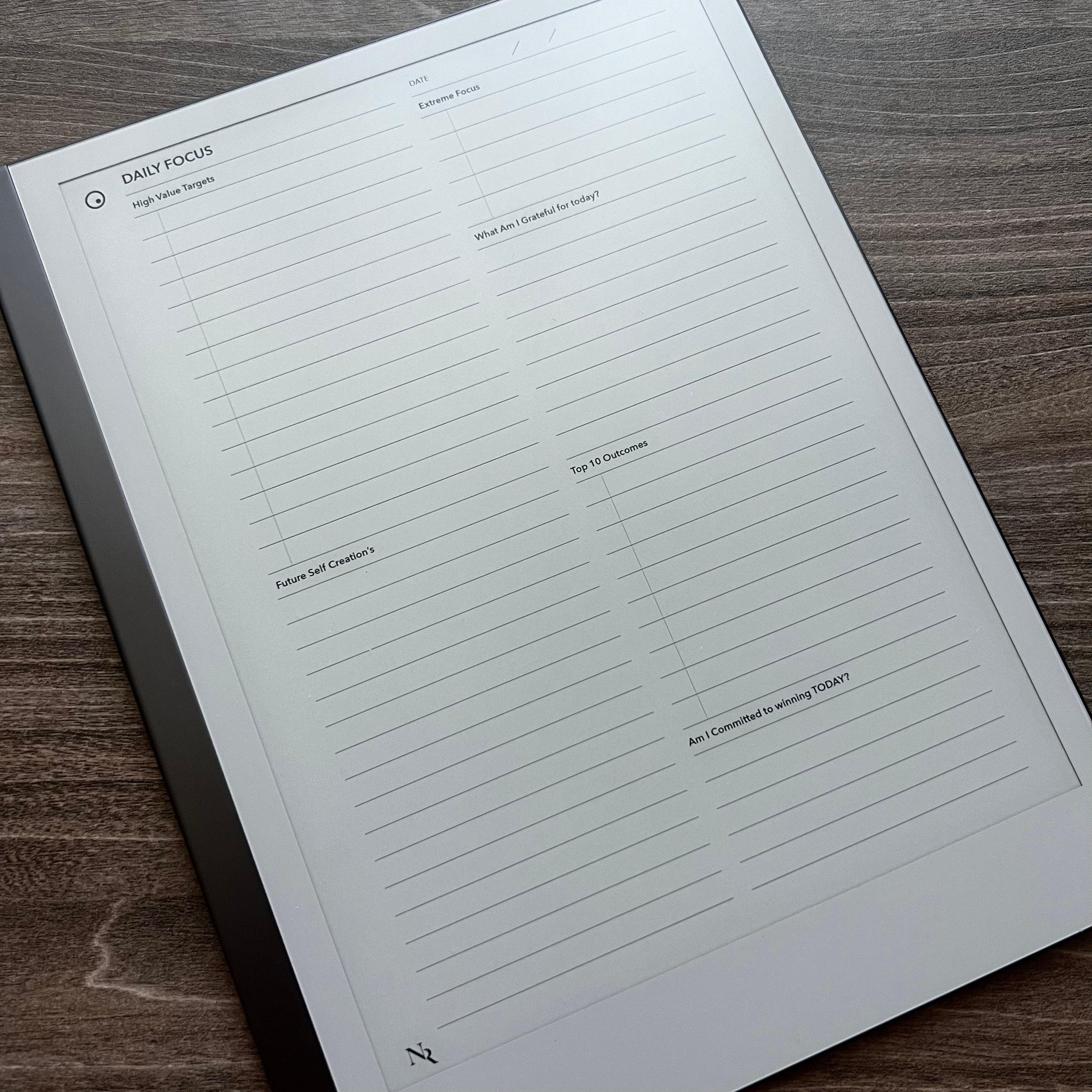 reMarkable tablet - Daily Focus Journal Template