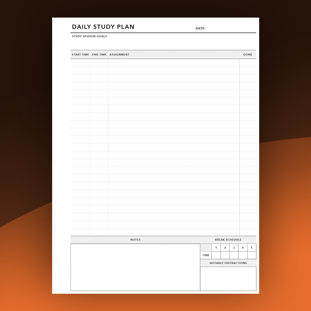 Daily Study Plan