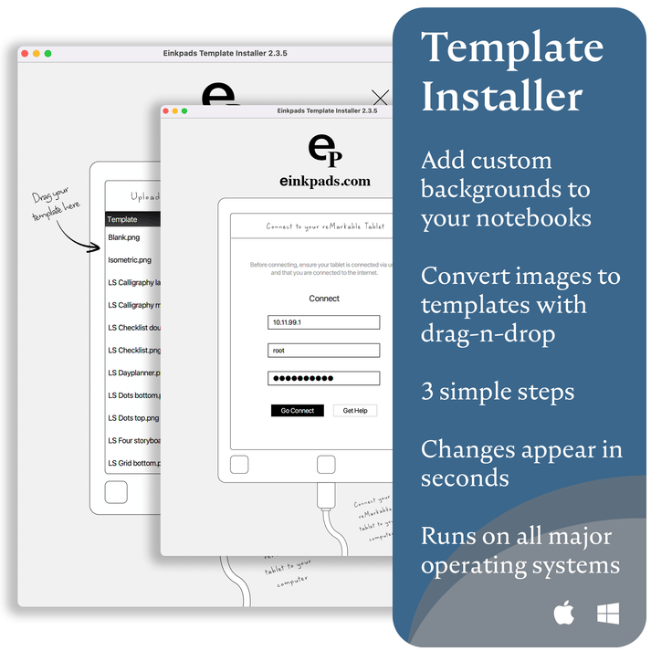 reMarkable tablet Template Installer App Einkpads